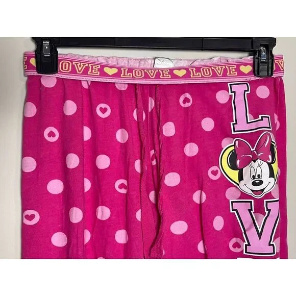 Disney Minnie Mouse Women's Pink Polka Dot Pajama Capris - Picture 2 of 9